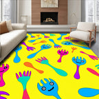 Bright Yellow Funky Fork Cartoon Assortment Rug