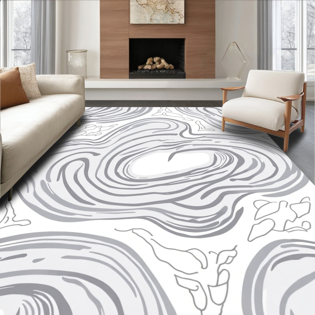 Gray Organic Swirl Pattern Rug