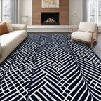 Monochrome Striped Interlocking Diamond Pattern Rug