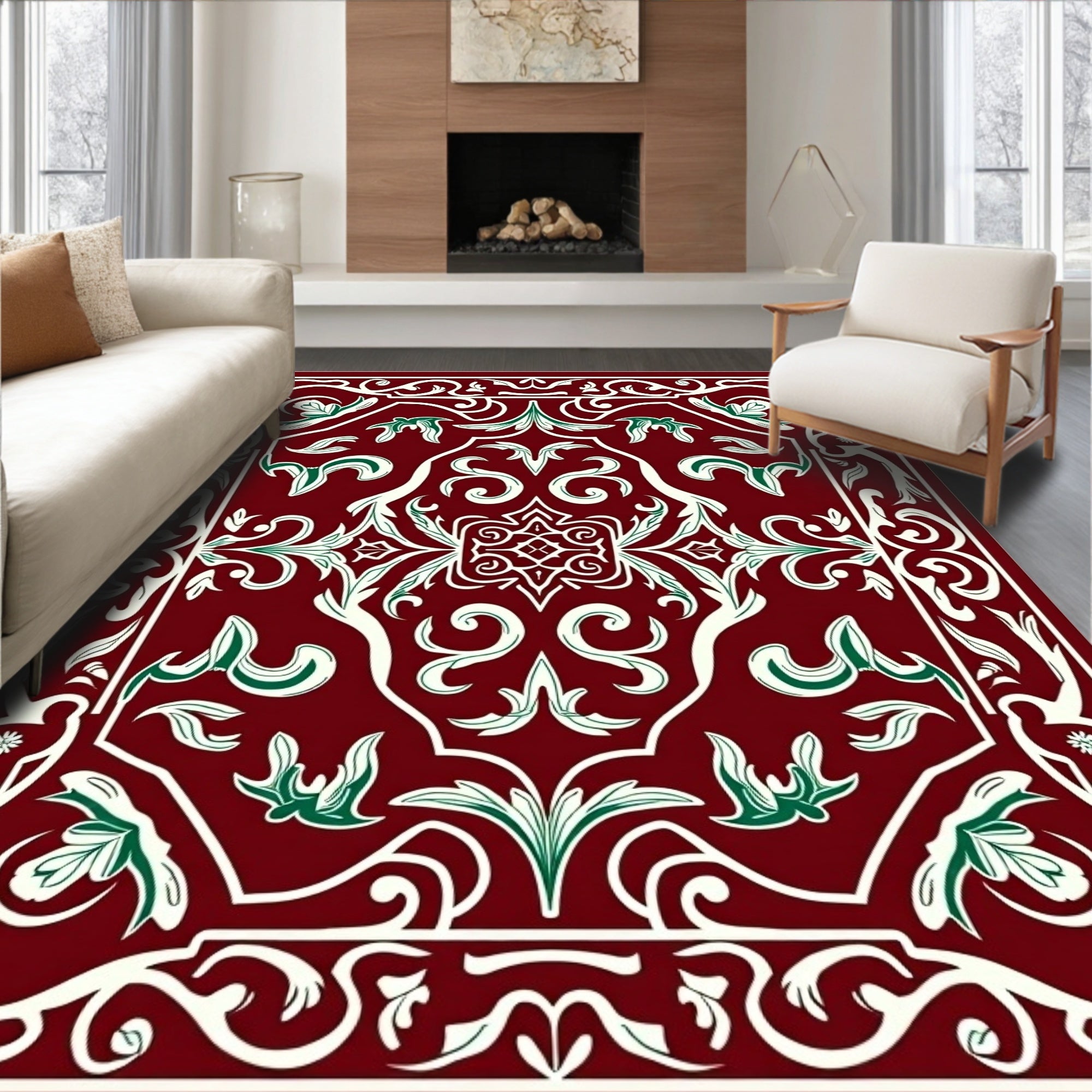Rich Floral Swirl Decorative Rug