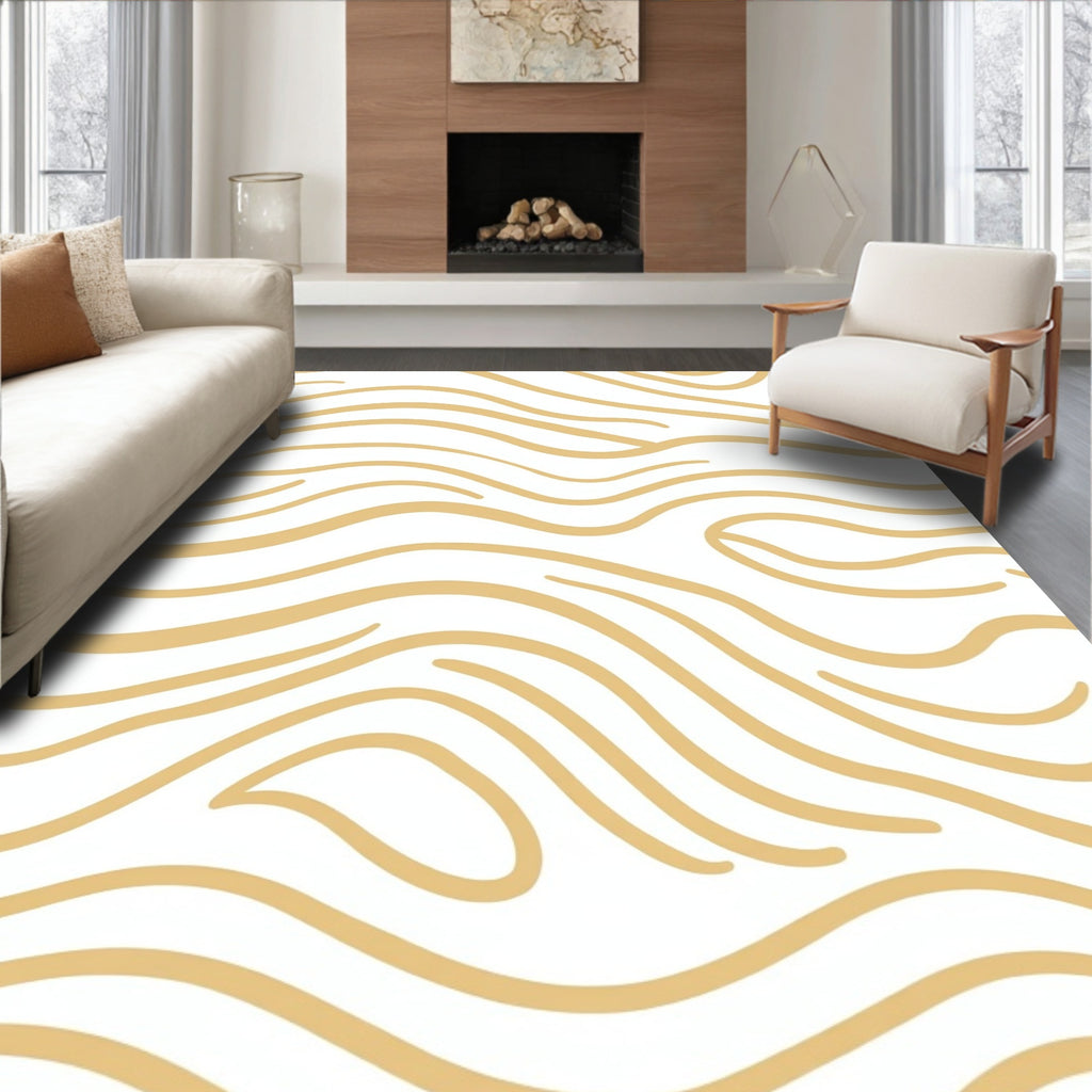 Abstract Wavy Stripes Warm Design Rug