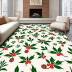 Christmas Holly Berry Pinecone Garland Rug