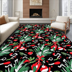 Festive Green Pine with Red Ornaments Rug