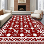 Crimson White Geometric Floral Medallion Rug