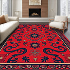 Elegant Red Floral Medallion Rug