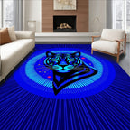 Bold Neon Tiger Radiating Circle Design Rug