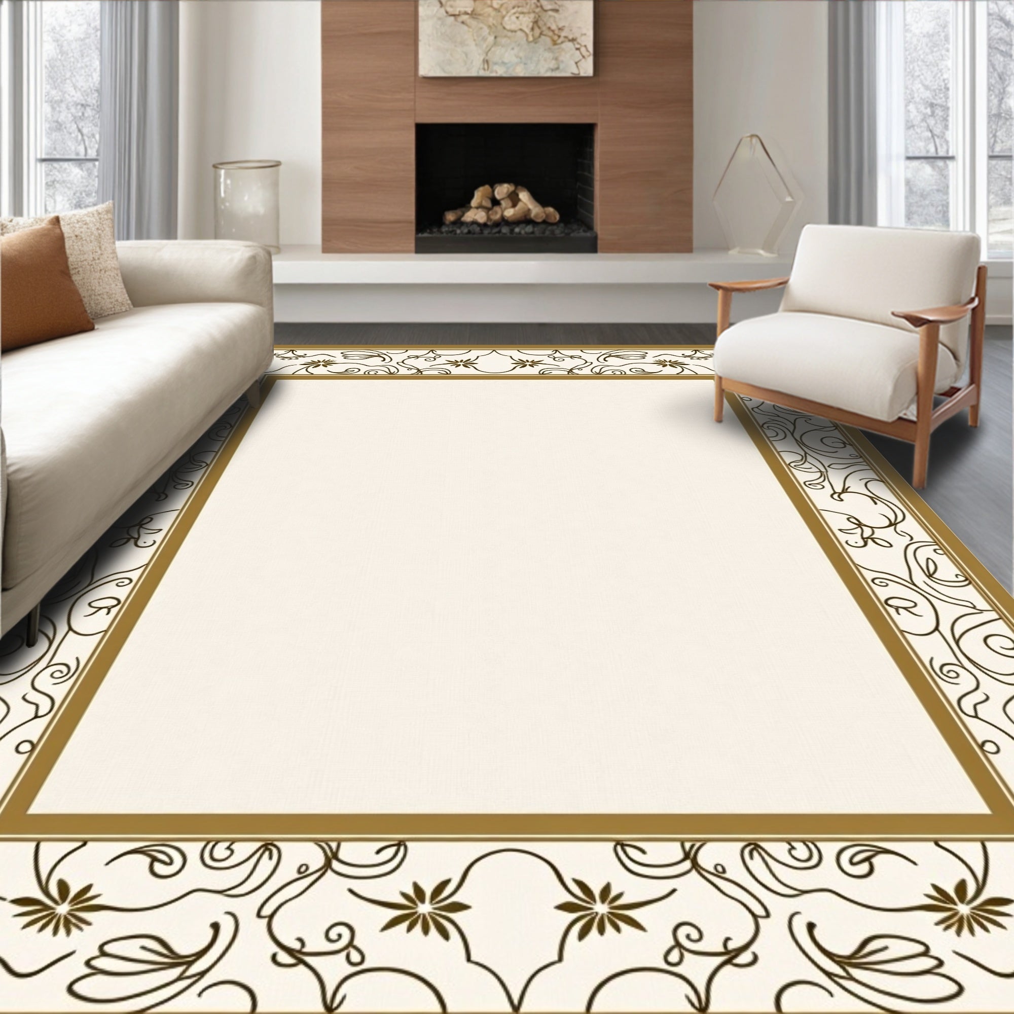 Elegant Floral Scrollwork Pattern Rug