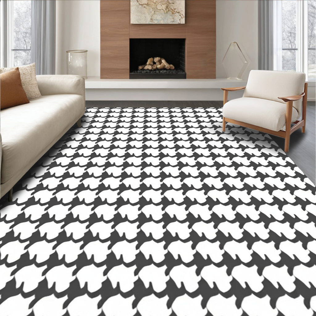 Classic Houndstooth Pattern Rug