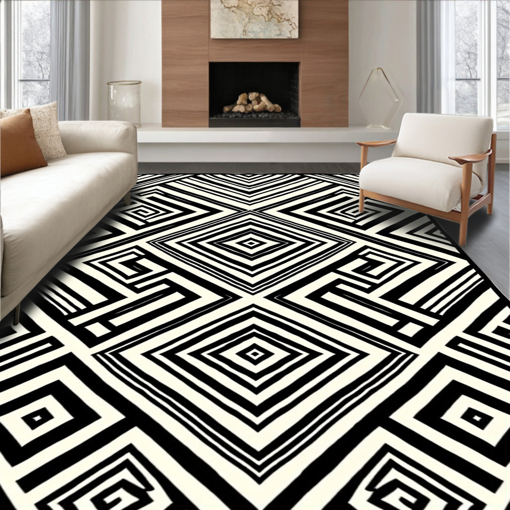 Geometric Labyrinth Pattern Rug