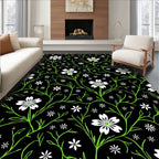 Black Floral Vine Pattern Rug
