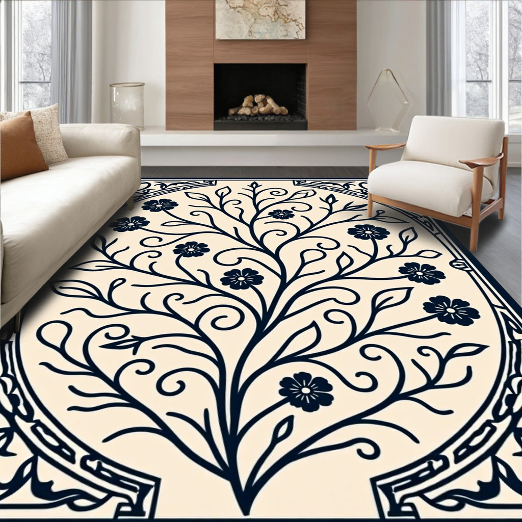 Ornate Floral Vine Pattern Rug
