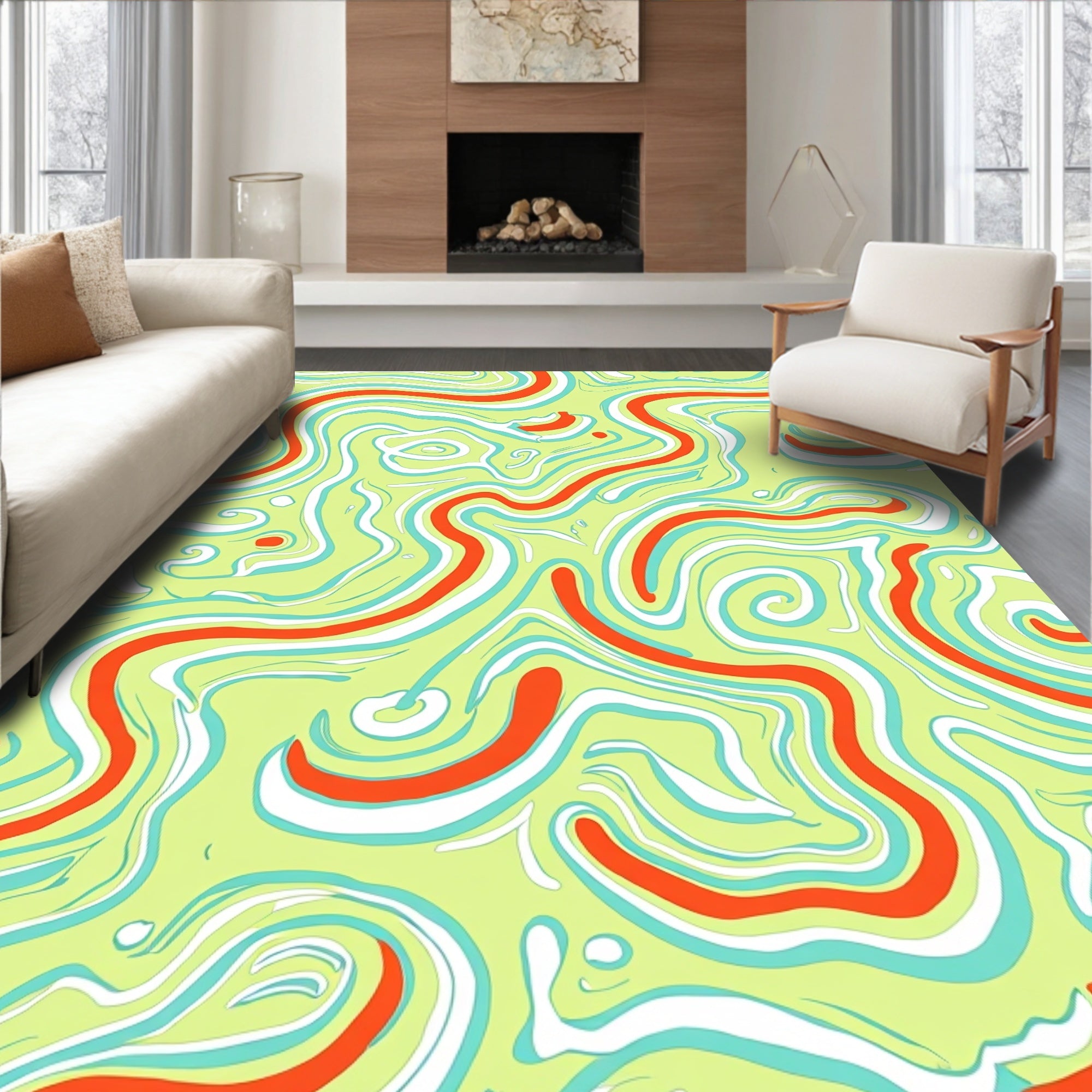 Abstract Swirling Lines Rug