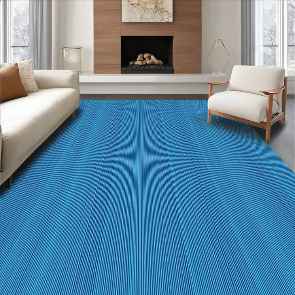 Linear Blue Stripe Pattern Rug