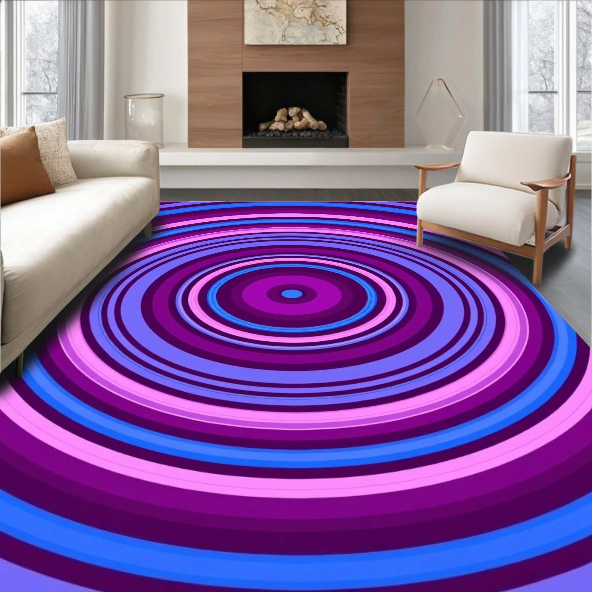 Concentric Rings Vibrant Palette Rug