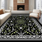 Ornate Black Floral Medallion Rug