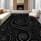 Abstract Swirl Pattern Monochrome Rug