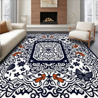 Elegant Butterfly Floral Scrollwork Design Rug