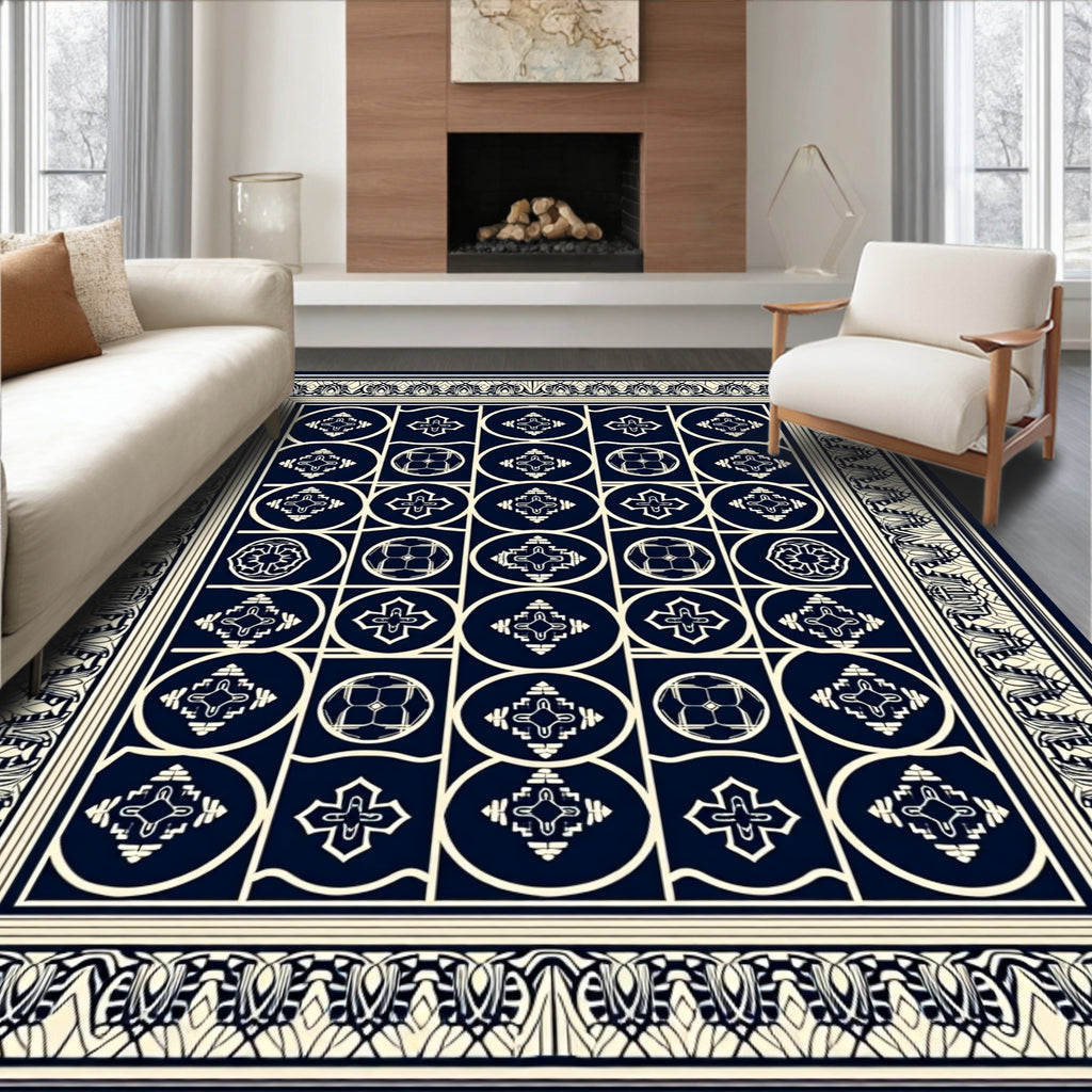Geometric Pattern With Circular Motifs Rug