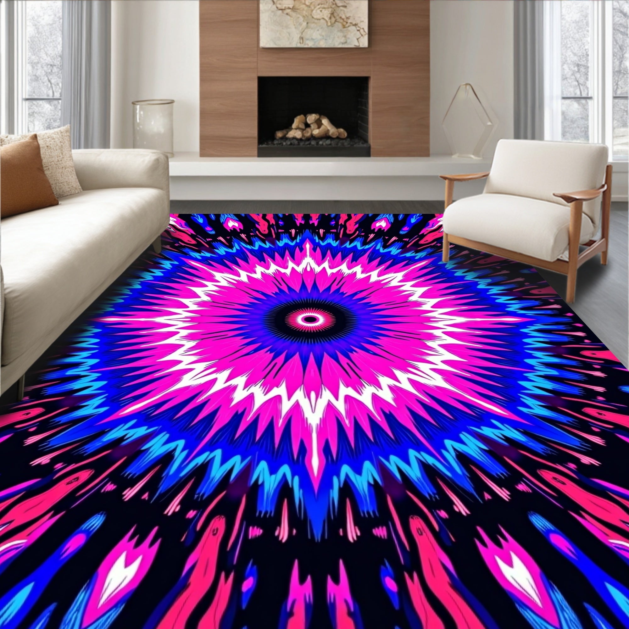 Vibrant Radial Burst Pattern Rug
