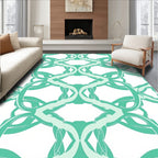 Wavy Teal Interlocking Interlace Design Rug