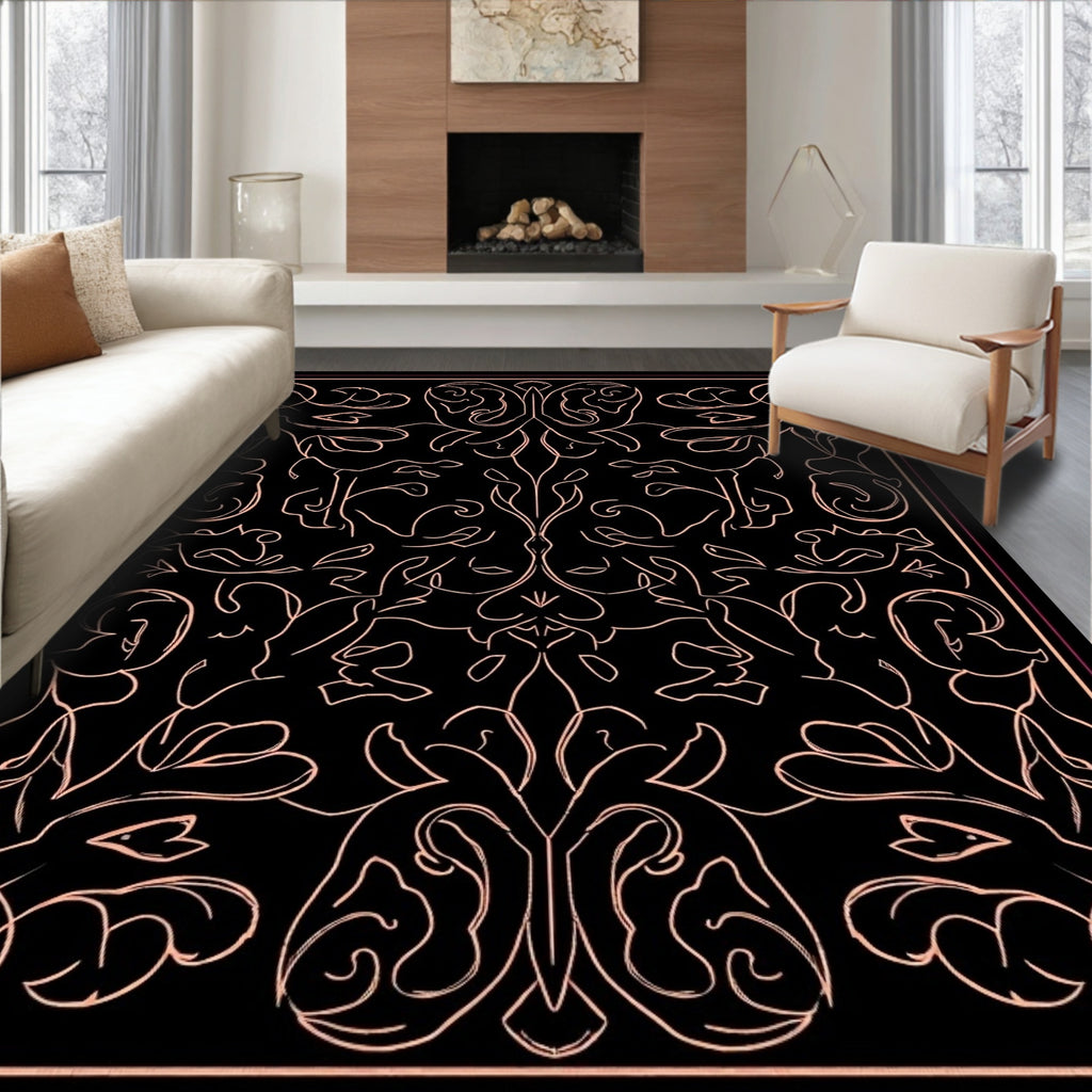Art Nouveau Floral Outline Design Rug