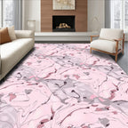 Soft Pink Whimsical Swirl Composition Rug