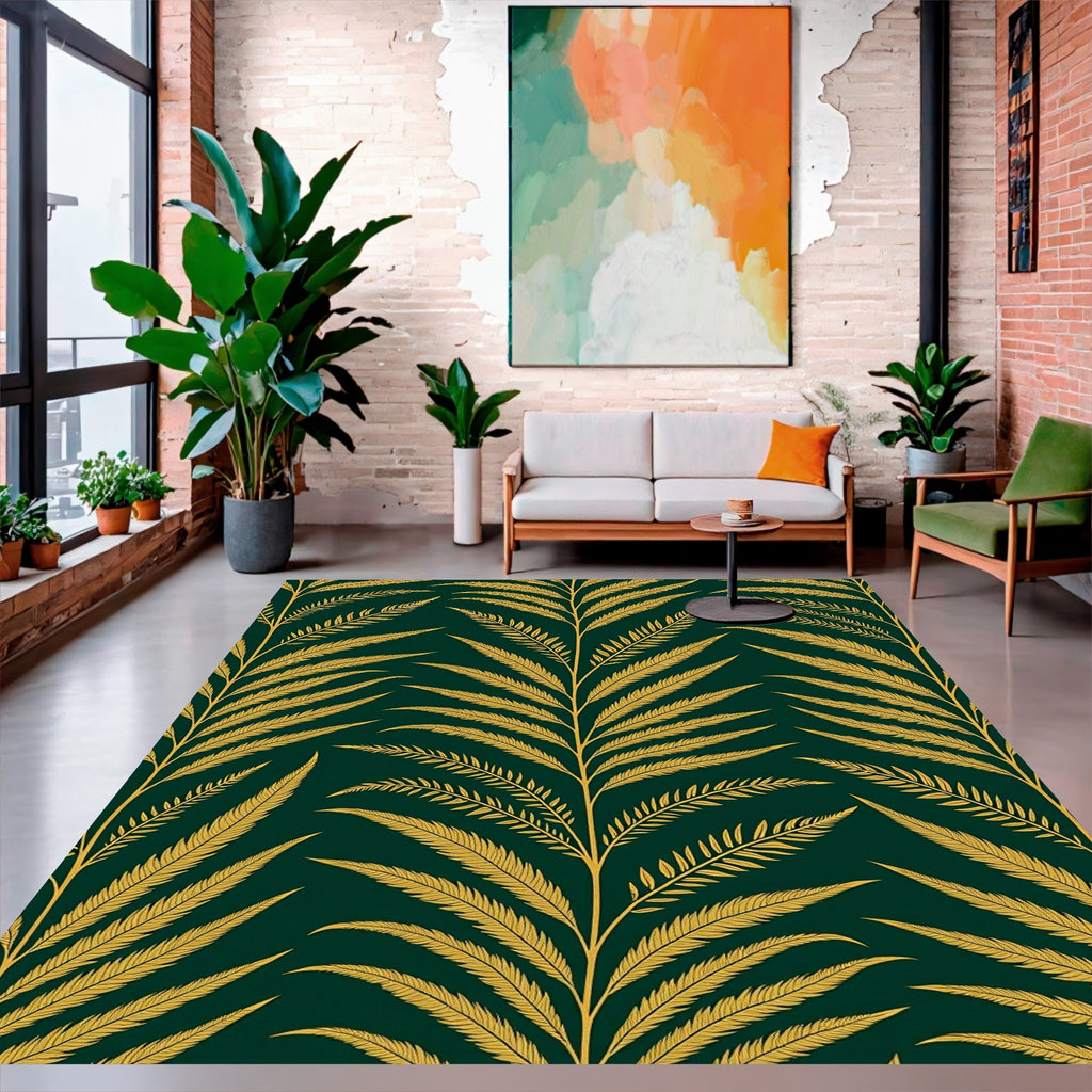 Golden Leaf Pattern Design Rug