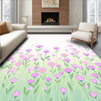 Pink Flower Garden Pattern Design Rug