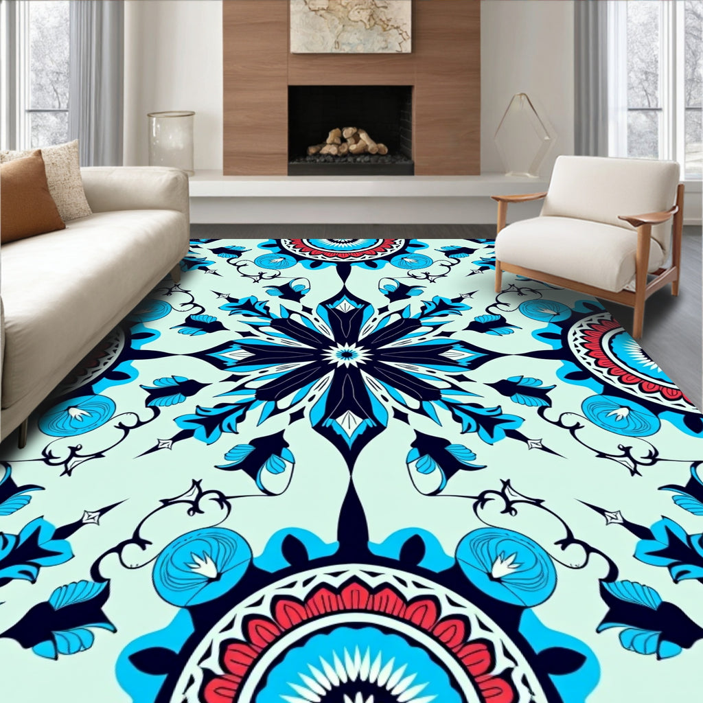Intricate Floral Mandala Pattern Design Rug