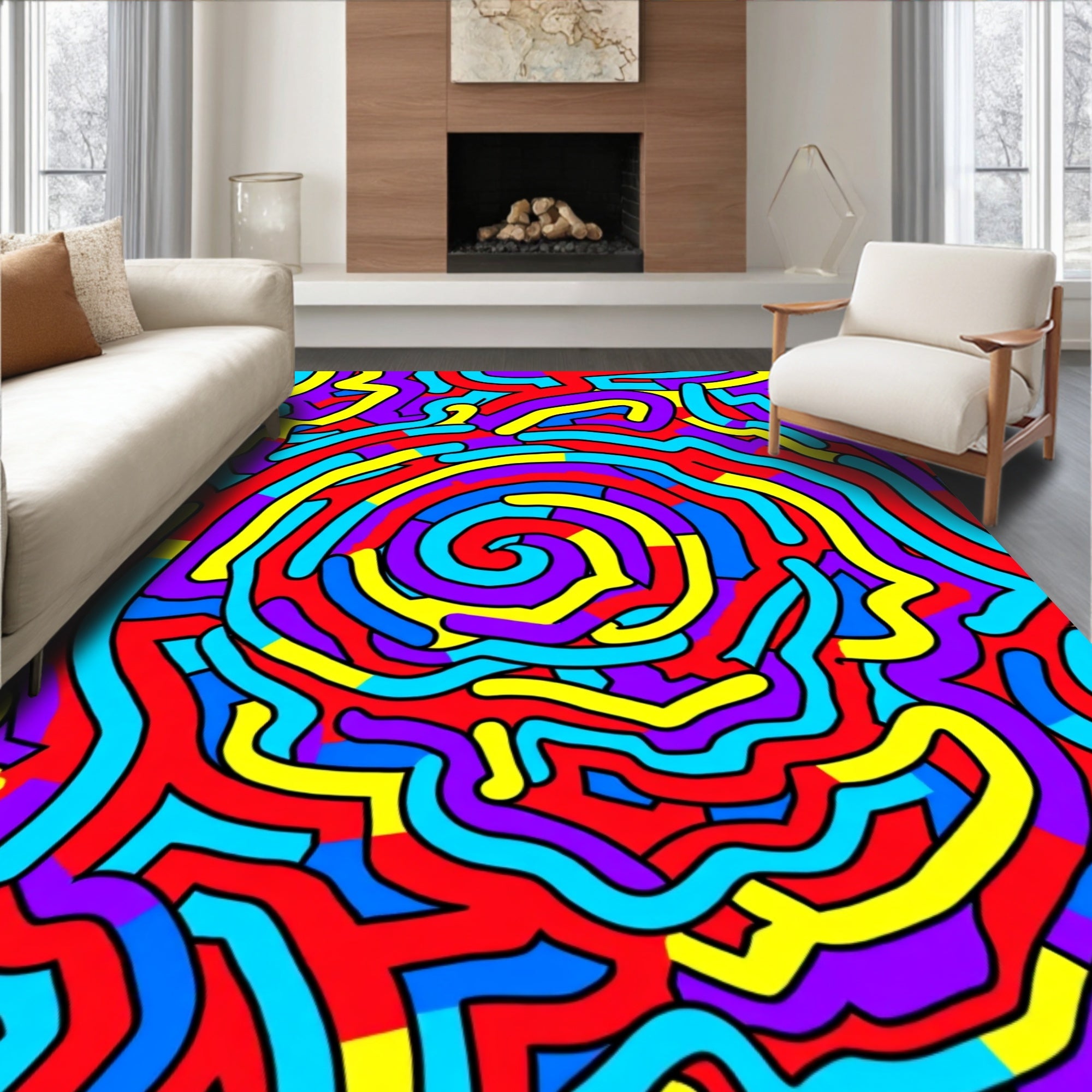 Vibrant Swirl Abstract Pattern Rug