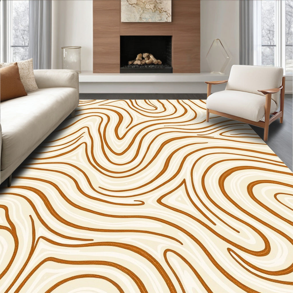 Natural Wood Grain Swirl Pattern Rug