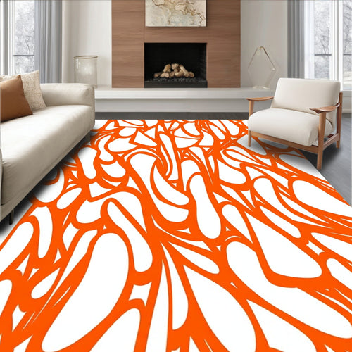Abstract Orange Swirl Pattern Rug