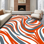 Burnt Orange Gray Swirl Pattern Rug