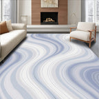 Swirling Blue White Abstract Design Rug
