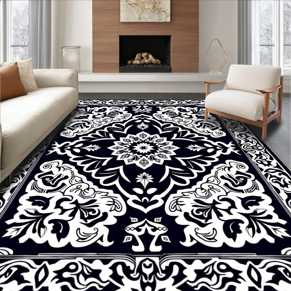 Classic Floral Mandala Patterned Rug