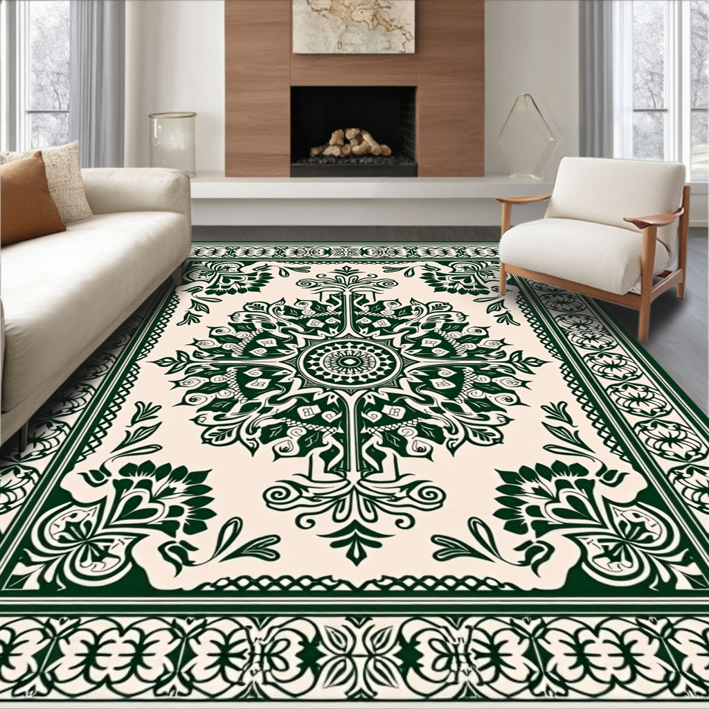 Intricate Floral Symmetry Pattern Rug