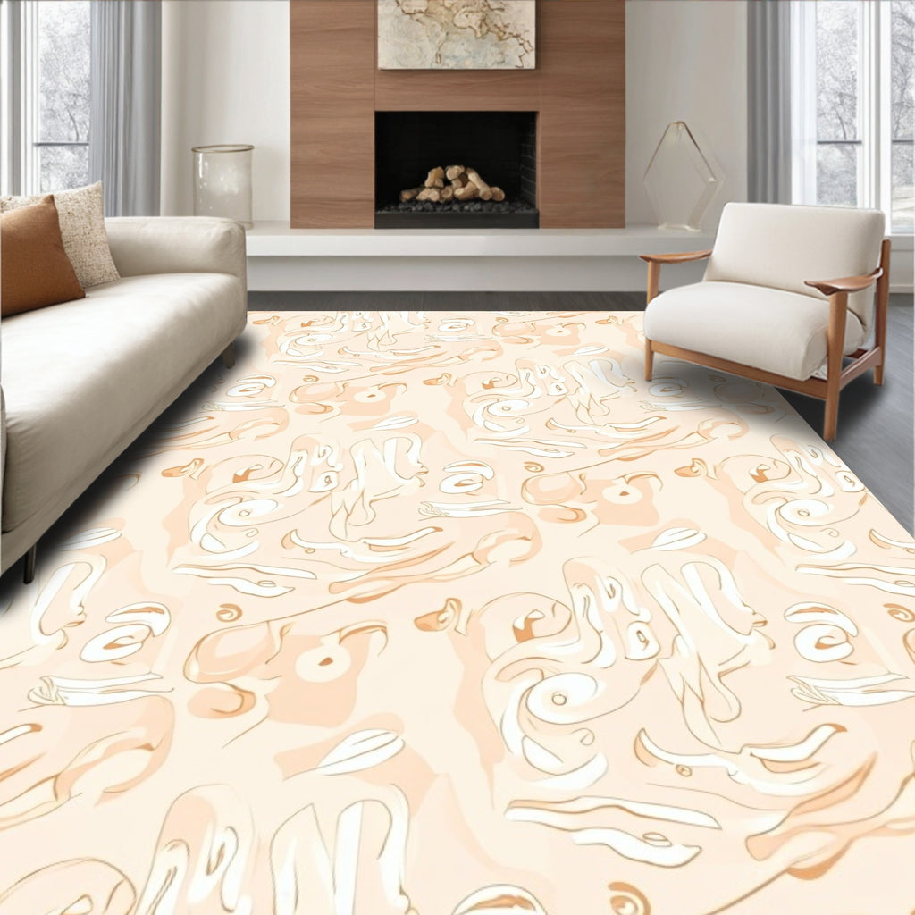 Neutral Abstract Flowing Organic Pattern Rug
