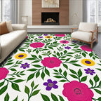 Vibrant Fuchsia Pink Floral Garden Rug