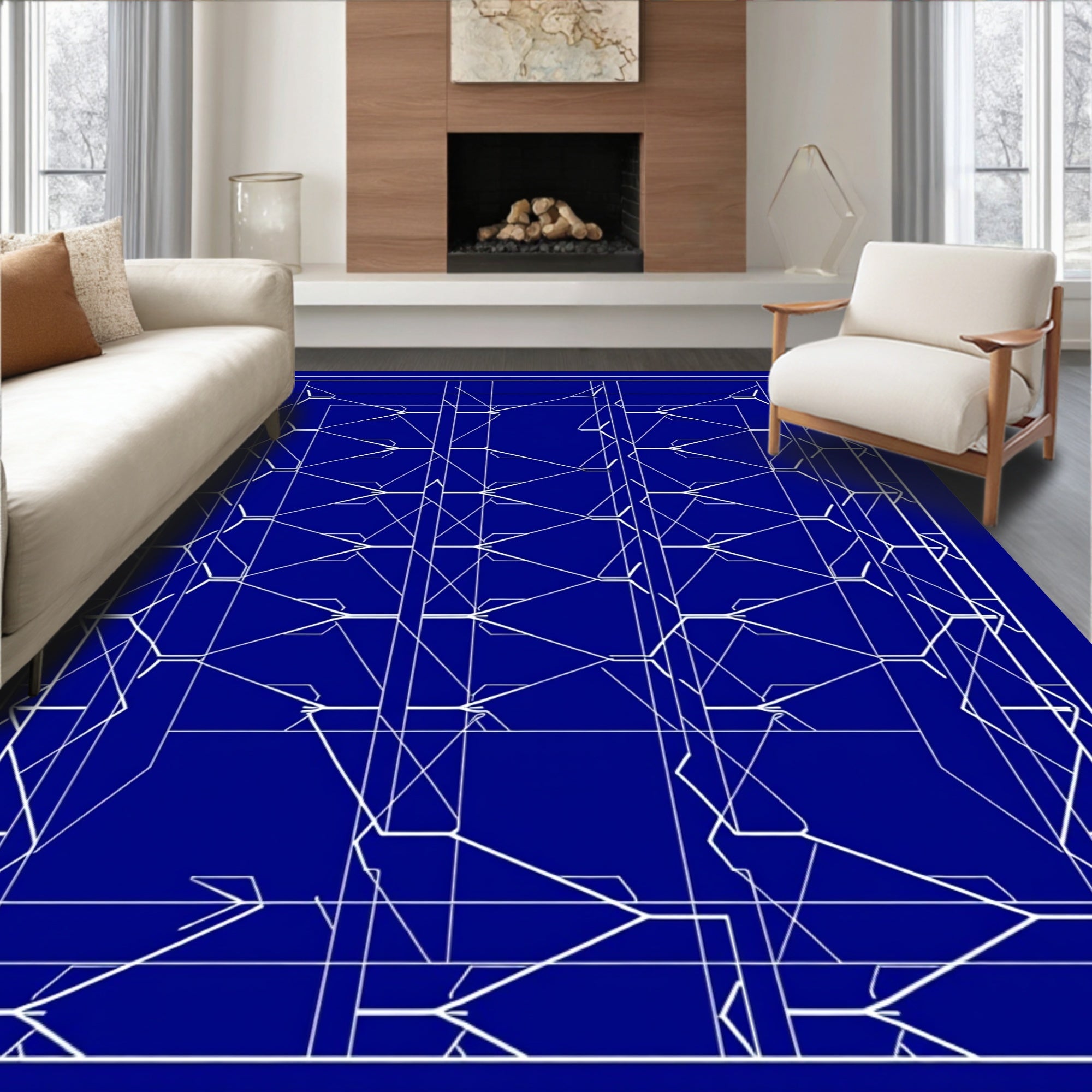 Abstract Geometric Net Pattern Rug