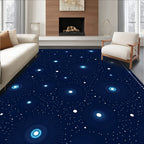 Abstract Radial Starburst Dark Blue Rug