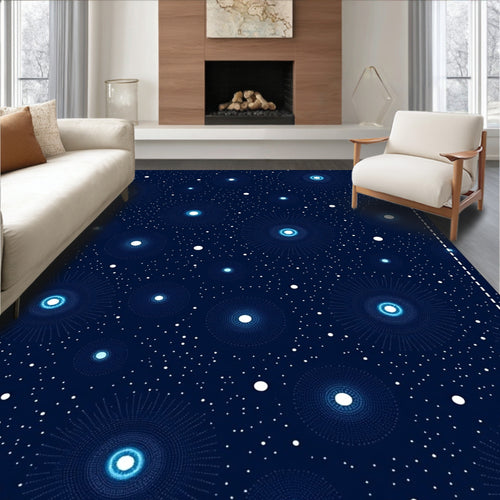 Abstract Radial Starburst Dark Blue Rug