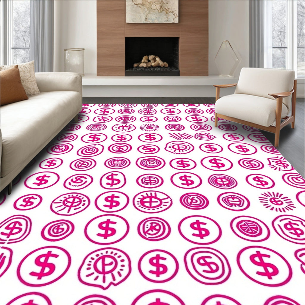 Whimsical Dollar Sign Pattern Rug