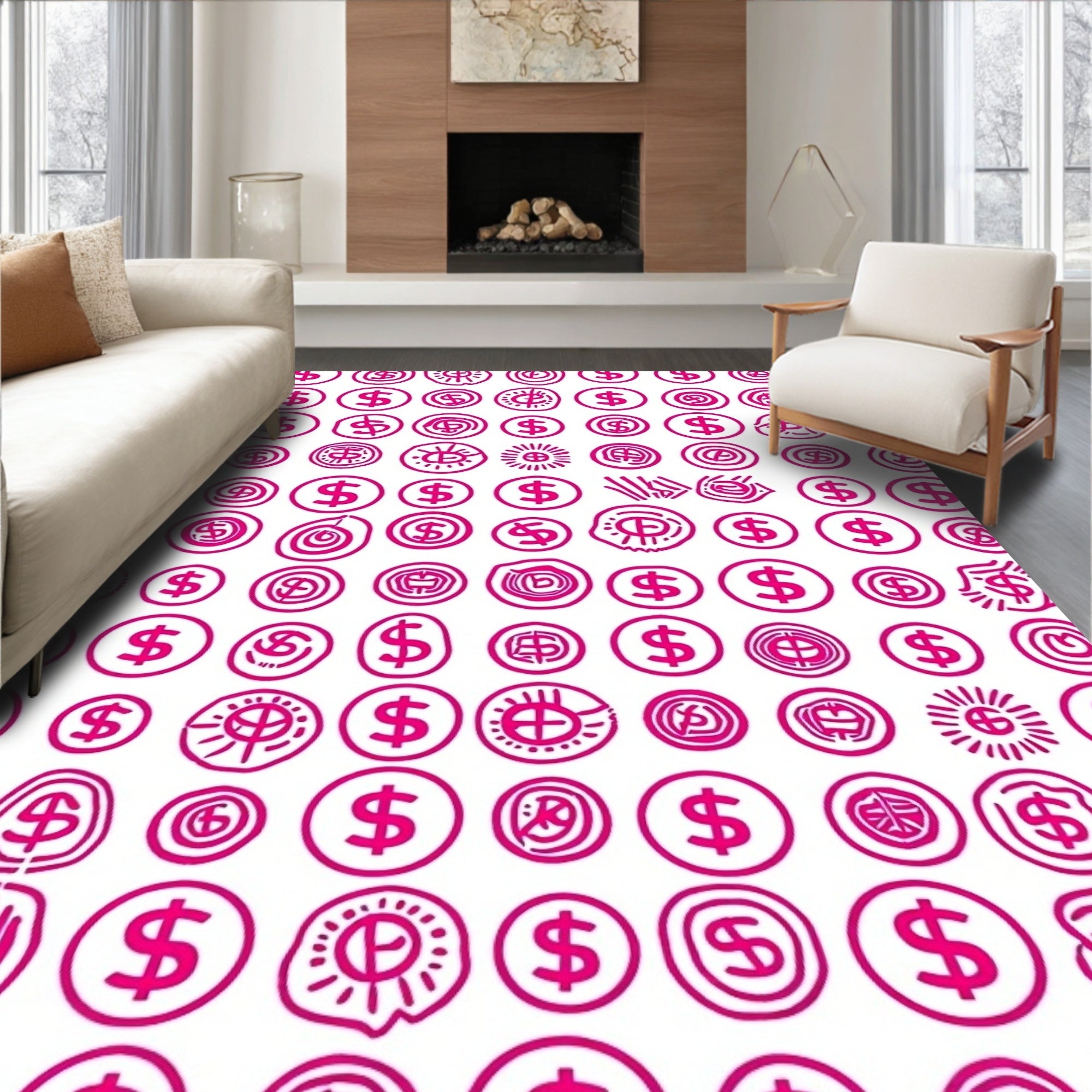 Whimsical Dollar Sign Pattern Rug