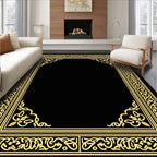 Elegant Ornate Gold Border Design Rug