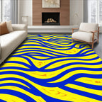 Bold Blue Yellow Wavy Pattern Rug