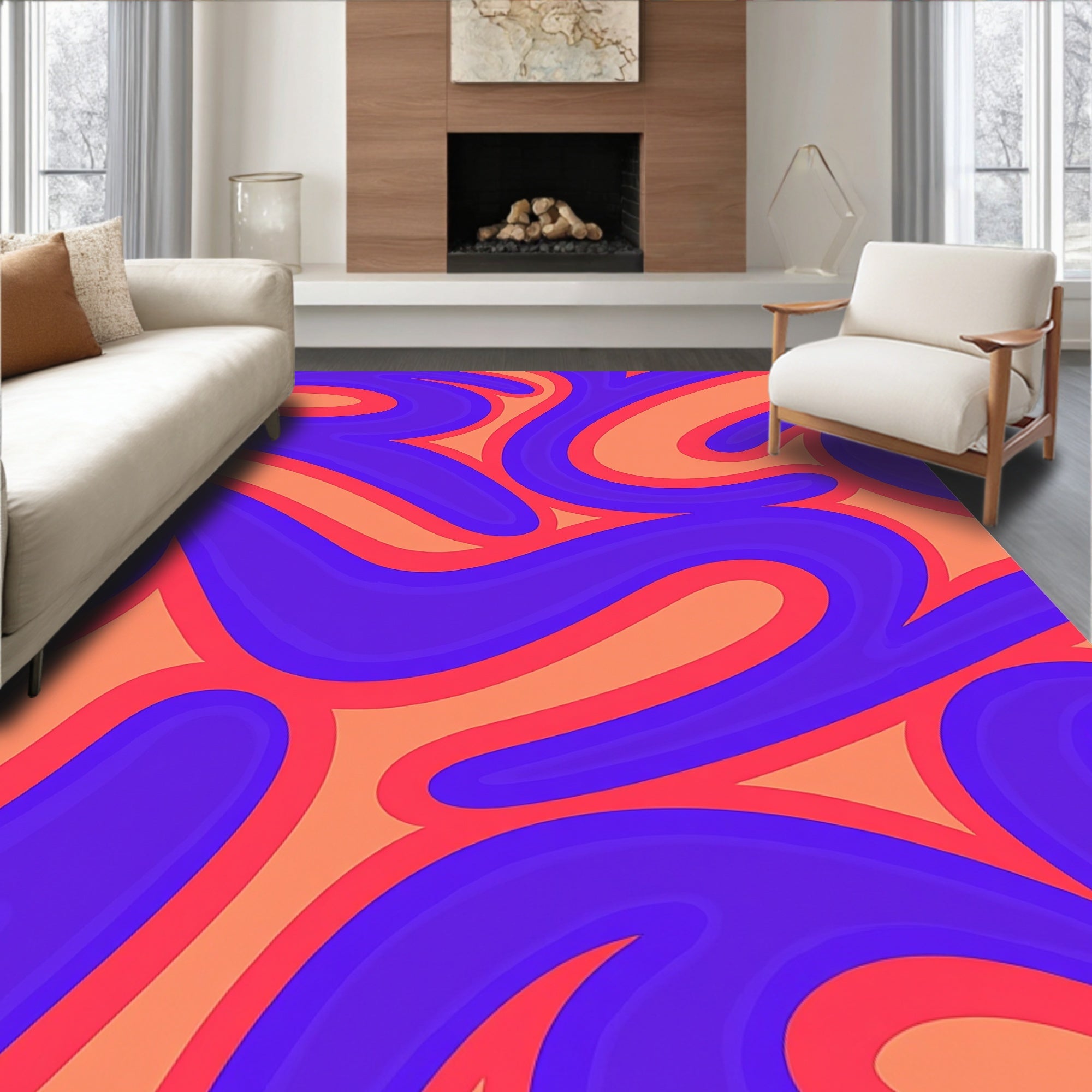Abstract Swirls Bold Color Rug