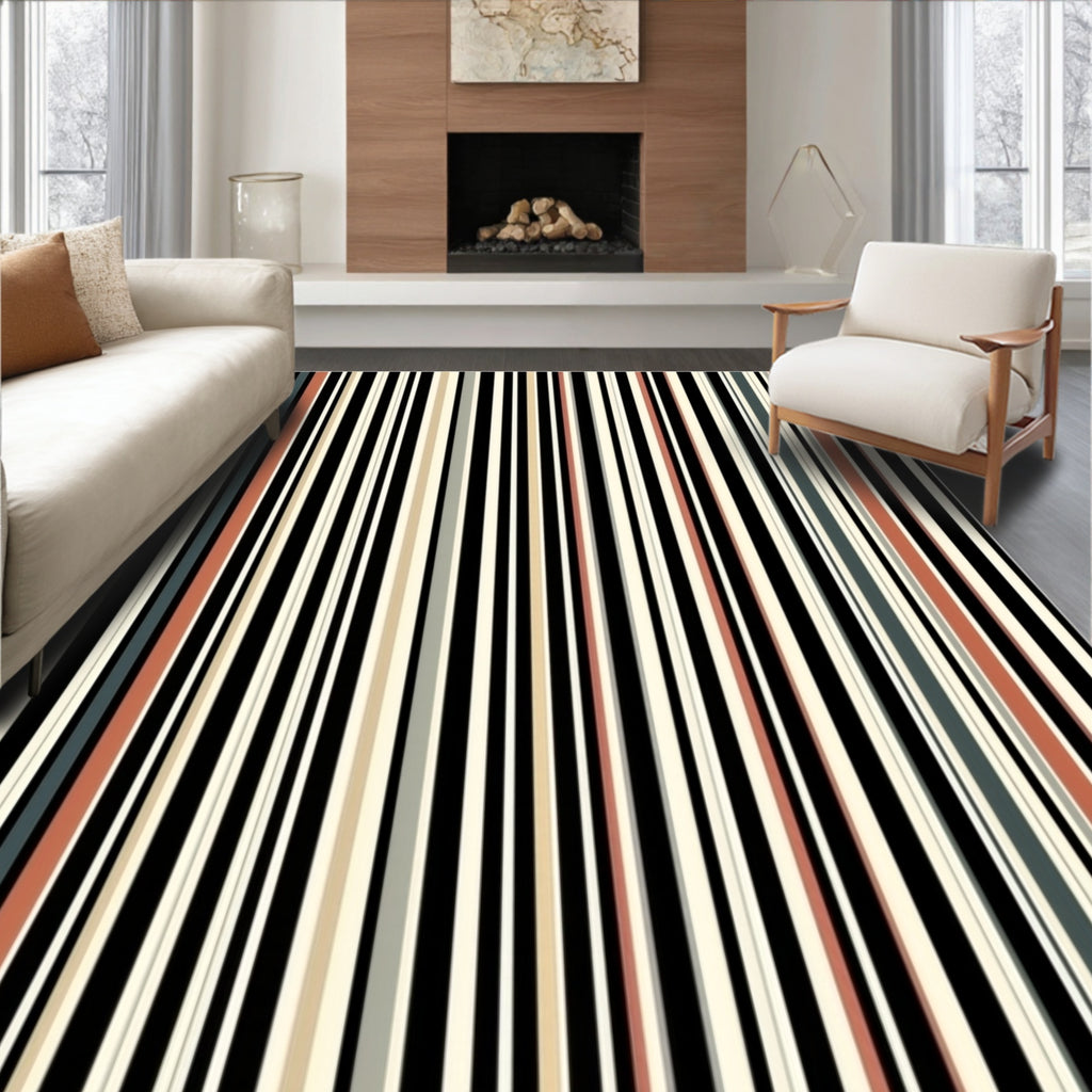 Neutral Stripe Pattern Rug