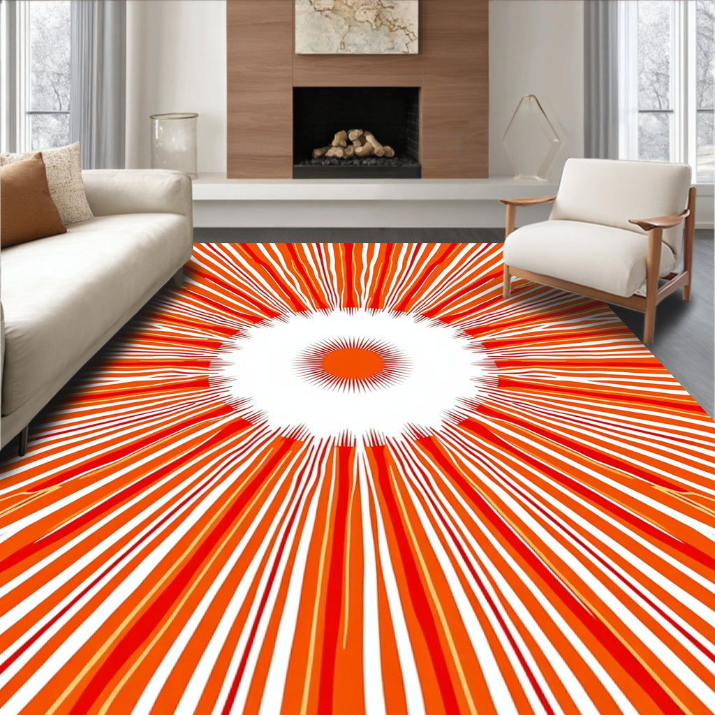 Radiant Sunburst Stripes Pattern Rug