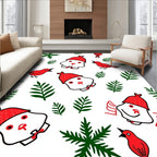 Whimsical Red Bird Leaf Medley Rug