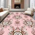 Ornate Floral Swirl Pink Pattern Rug